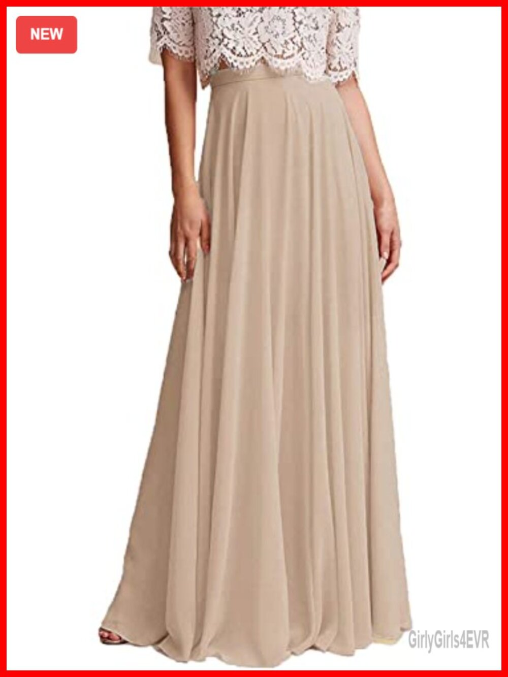 Women's Chiffon Maxi Floor Length Skirt Elastic High Waist Bridesmaid Casual